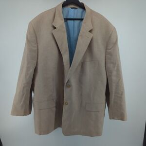 Oak Hill Men's Linen Blend Blazer Sport‎ Coat Tan Beige 3XL Lightweight READ
